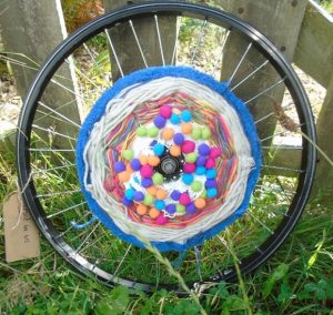 Bike Wheel woven with wool